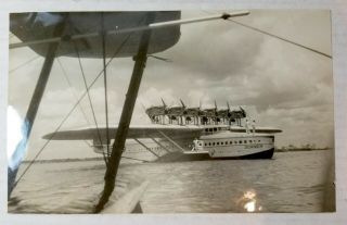1940s photo Dornier DO X Flying Boat,  signed business card Maurice Dornier 3