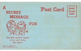 Secret Message Dip In Water Morley Jennings East Orange Nj Vtg Novelty Postcard