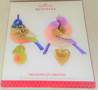 2013 Hallmark 12 Twelve Days Of Christmas Ornament Set 1&2 Partridge Doves