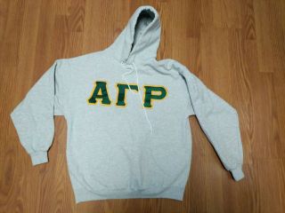 Alpha Gamma Rho Agr Fraternity Hooded Sweatshirt,  Size Med,  Light Gray