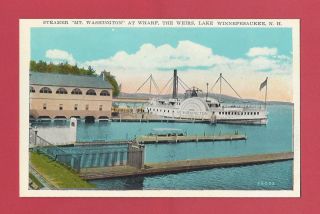 Ship Steamer " Mt.  Washington " Lake Winnipesaukee Nh Vintage Old Postcard