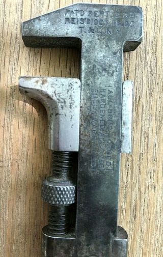 Antique Small Adjustable Wrench Pat’d 9/3/1889 Tower & Lyon (T & L) NY 3
