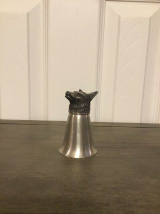 Vintage Wolf Fox Head Stirrup Shot Glass Cup