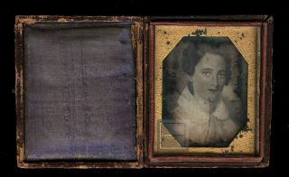 1840s Daguerreotype Early Painting Of Woman Poss Grandmother Of President Wilson
