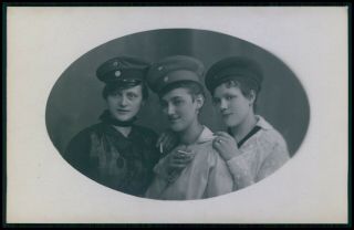 French Risque Sexy Woman Cross Dressing Lesbian Soldier Hat 1910s Photo Postcard