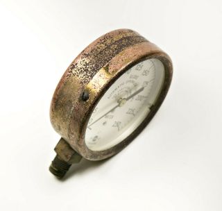 Vintage Globe Automatic Sprinkler Co.  Brass Water Pressure Gauge USG FYR - FYTER 3