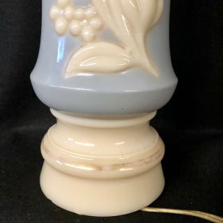 Vintage Mid Century Aladdin Alacite Table Lamp Blue Lily Of The Valley RARE 4