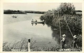 1940s Rppc Postcard Fishing At Iverson Dam,  Leeds Nd Benson County Posted