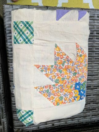 Handmade Vintage Patchwork Quilt Top Unfinished 81 " X 68 " Need Some Love.