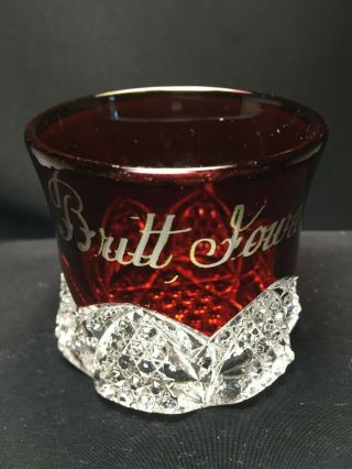 Antique Britt,  Iowa Ruby Stained ?toothpick Holder? Eapg,