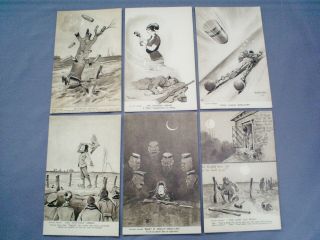 Ww1 Set (6) Bruce Bairnsfather Bystander Series 6 Fragments From France Postcards