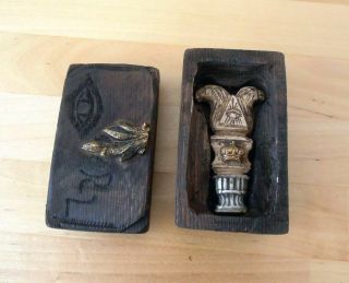 Hand Carved 33rd Degree Masonic Wax Seal In Fitted Wooden Box