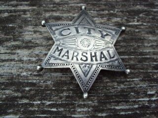 Rare Obsolete Old City Marshal Antique Western Americana Silver Marked