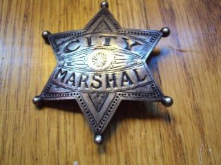 Rare Obsolete Old City Marshal Antique Western Americana Silver Marked 2