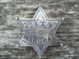 Rare Obsolete Old City Marshal Antique Western Americana Silver Marked 4