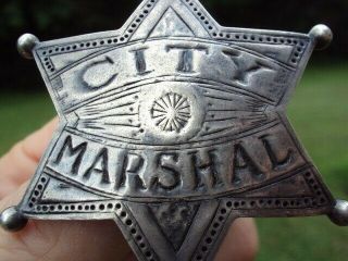 Rare Obsolete Old City Marshal Antique Western Americana Silver Marked 5