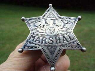 Rare Obsolete Old City Marshal Antique Western Americana Silver Marked 6
