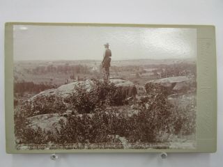 C1890 W.  H.  Tipton Cabinet Photo - Little Round Top - Warren Statue,  Gettysburg
