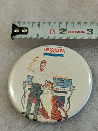 60s Exxon Mobil Extra Gas Station Attendant Tiger In Your Tank Pin Advertising