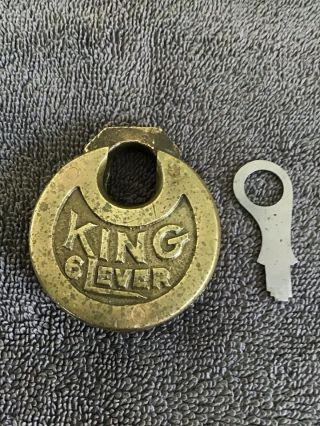 Antique Six Lever Push Key Pancake Padlock - King