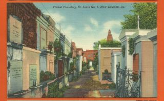 Orleans,  La/ Oldest Cemetery/st.  Louis 1/buildings/ Linen Postcard