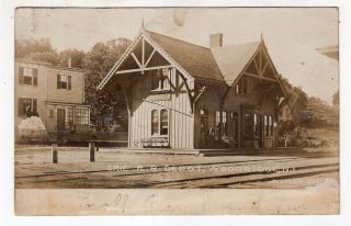 1906 Real Photo Post Card Erie Railroad Depot Train Station Woodridge Nj