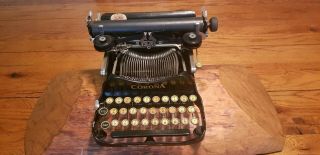 Antique Corona No.  3 Fold Typewriter With Case And