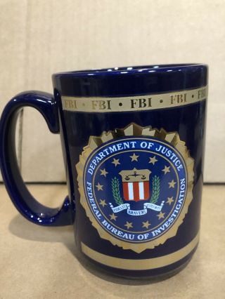 Fbi Department Of Justice Heraldry Of The Seal Coffee Mug Cup Gold / Cobalt