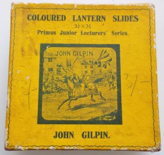 Magic Lantern Slides John Gilpin Antique Full Box Set Of 8 Primus Slides