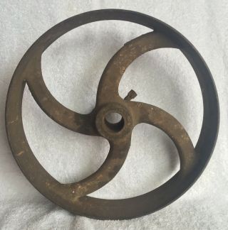 Large Antique Flat Belt Pulley 3.  5” Wide 12” Diameter E - 435 Cast Iron