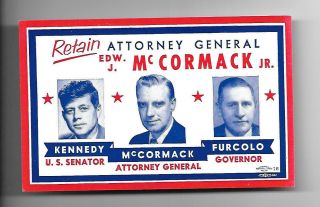 1956 Massachusetts Democratic Card With John Kennedy For U.  S.  Senate