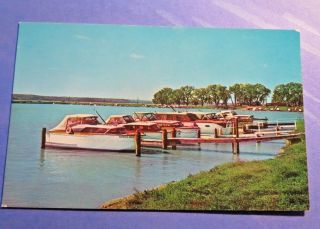 Yankton South Dakota Boat Basin Lewis & Clark Lake Vintage Old Postcard Pc4801