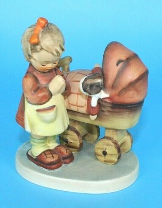 Goebel Hummel Vintage " Doll Mother " Figurine Girl By Her Baby In Carriage 4.  5 "