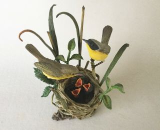 Htf Beginnings By Bob Guge Warbler Birds On Nest W/chicks Danbury 5.  5 "