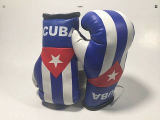 Cuba Flag,  Cuban Flag Mini Banner Boxing Gloves Rear View Mirror