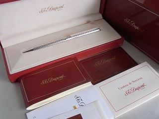 S.  T.  Dupont Classique Ball Point Pen Serpent Grave Silver Plated