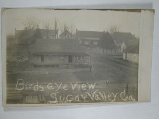 1908 Rppc Sugar Valley Ga,  Birdseye View Of Small Rural Georgia Town By Rr Track