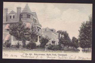 Old Vintage 1907 Postcard Of No 520 Erie Ave Hyde Park Cincinnati Ohio Oh