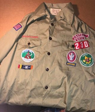 Vintage 1970s Boy Scout Shirt Canton Ohio Troop Polar Bear Large Eagle Scout