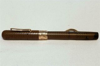 Vintage Conklin Crescent 40 Fountain Pen Gold Nib Engraving Herringbone Pattern