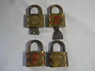 4 Vintage Brass Philgas Padlocks 2 With Keys Marked Master Lock Co.  Milwaukee