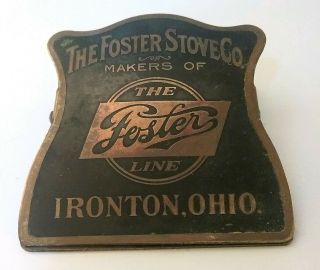 Antique Brass Advertising Brass Metal Paper Clip,  Foster Stove Co.  Ironton Ohio