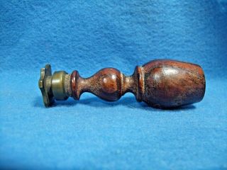 Antique 19th Century Brass & Wood Nobility Wings Shield Wax Seal Stamp 3