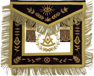 Apron Masonic Hand Embroidered Grand Lodge Past Master Apron Purple