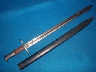 Swiss Model 1911 Pioneer Rifle Knife Bayonet Sword W/scabbard - Vg -