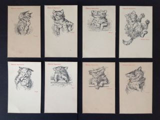 Vintage Cat Postcards (set Of 8) " Musical Impressions " Cats Mimic Composers