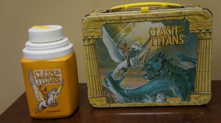 1980 King - Seeley Thermos " The Clash Of The Titans” Metal Lunchbox & Thermos - Exc