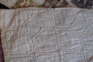 Vintage Cotton Hand Stitched Quilt Bow Tie Pattern 66x78 7