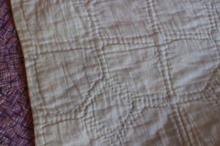 Vintage Cotton Hand Stitched Quilt Bow Tie Pattern 66x78 8