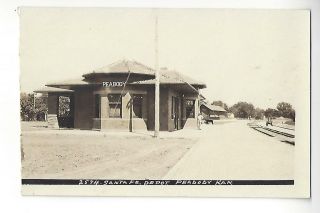 Santa Fe Railroad Depot,  Peabody,  Kansas Rppc